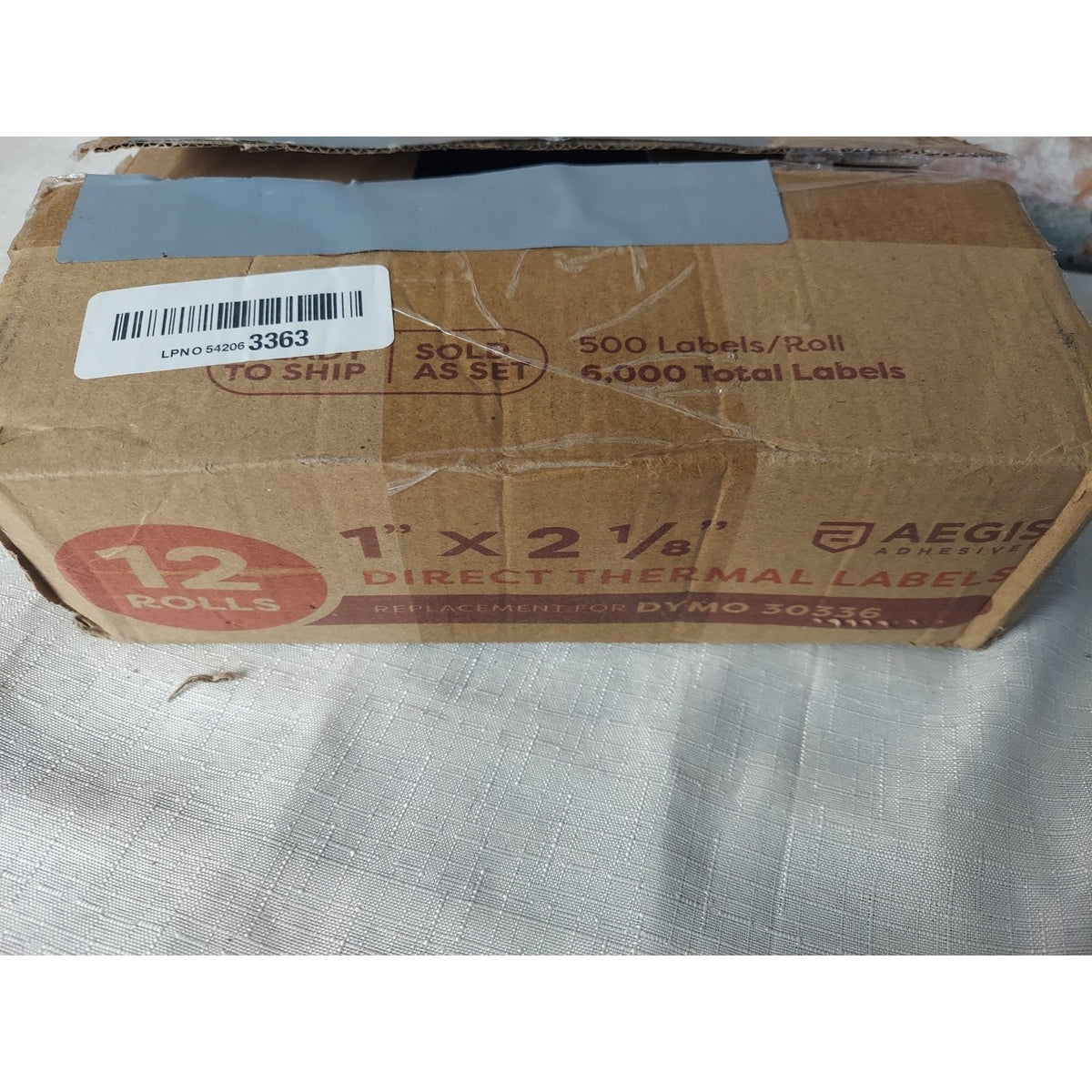 AEGIS Direct Thermal Labels 1x2-1/8 Dymo 30336 Replacement 12 Rolls 6000 Total