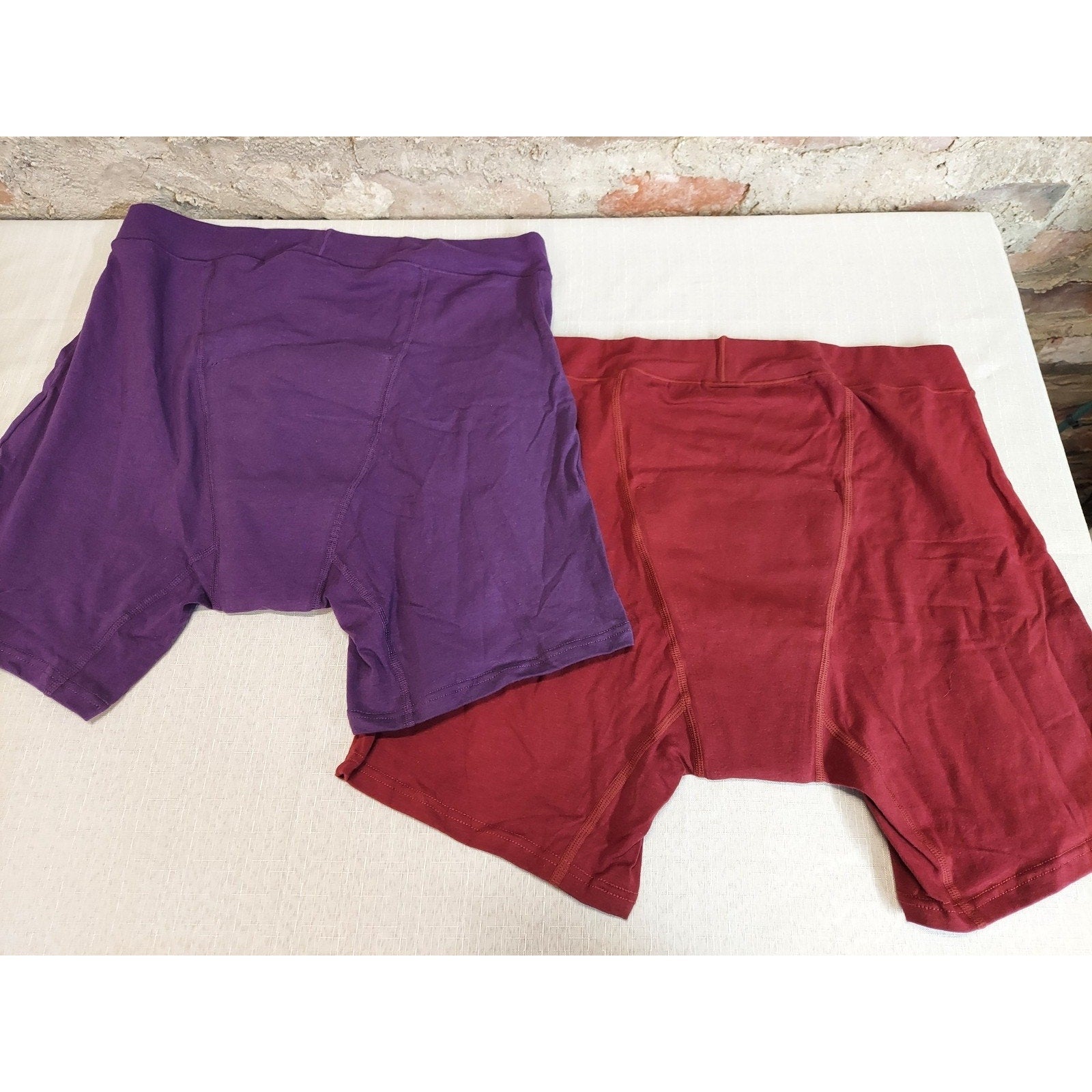 Mens Boxer Briefs Underwear L Purple Red Cotton Reusable Incontinence 2 Pack