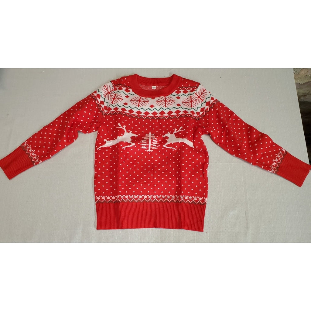 Kids Christmas Ugly Sweater Size 6 Red Reindeer Snowflake Holiday Pullover