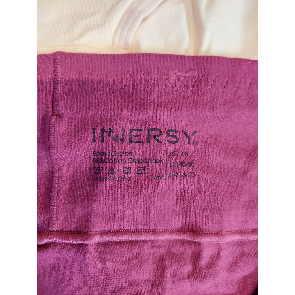 INNERSY Womens High Waist Cotton Panties 2XL Lot of 4 Multicolor Briefs