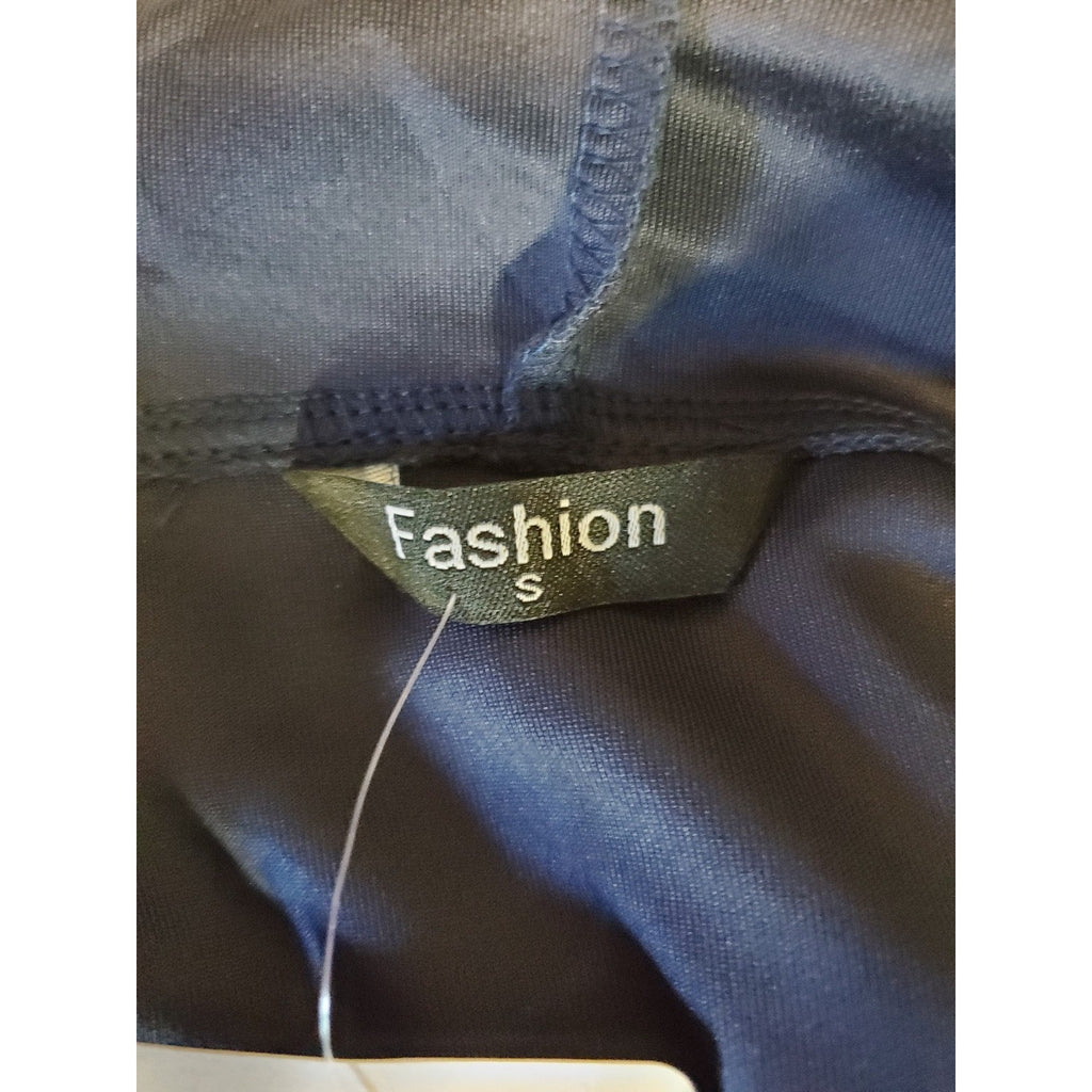 Fashion Hoodie Pullover S Navy Blue Snap Button Hooded Front Pocket
