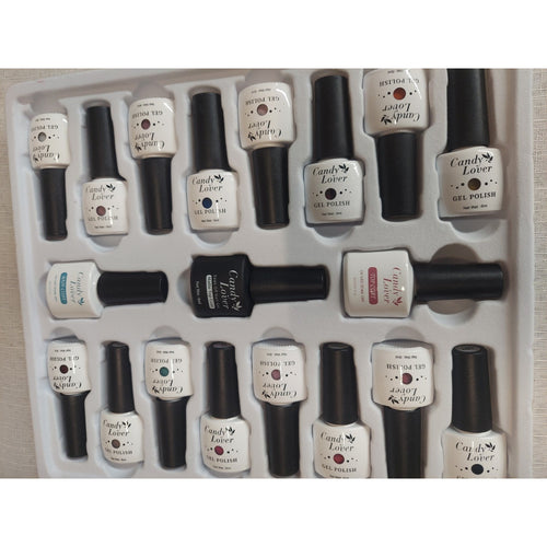 Candy Lover Soak Off Gel Nail Polish Kit 19 Pcs 16 Colors Base Matte Top Coat UV