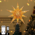 Lewondr Christmas Tree Topper Star 11 LED 10-Pointed Glitter Remote Timer