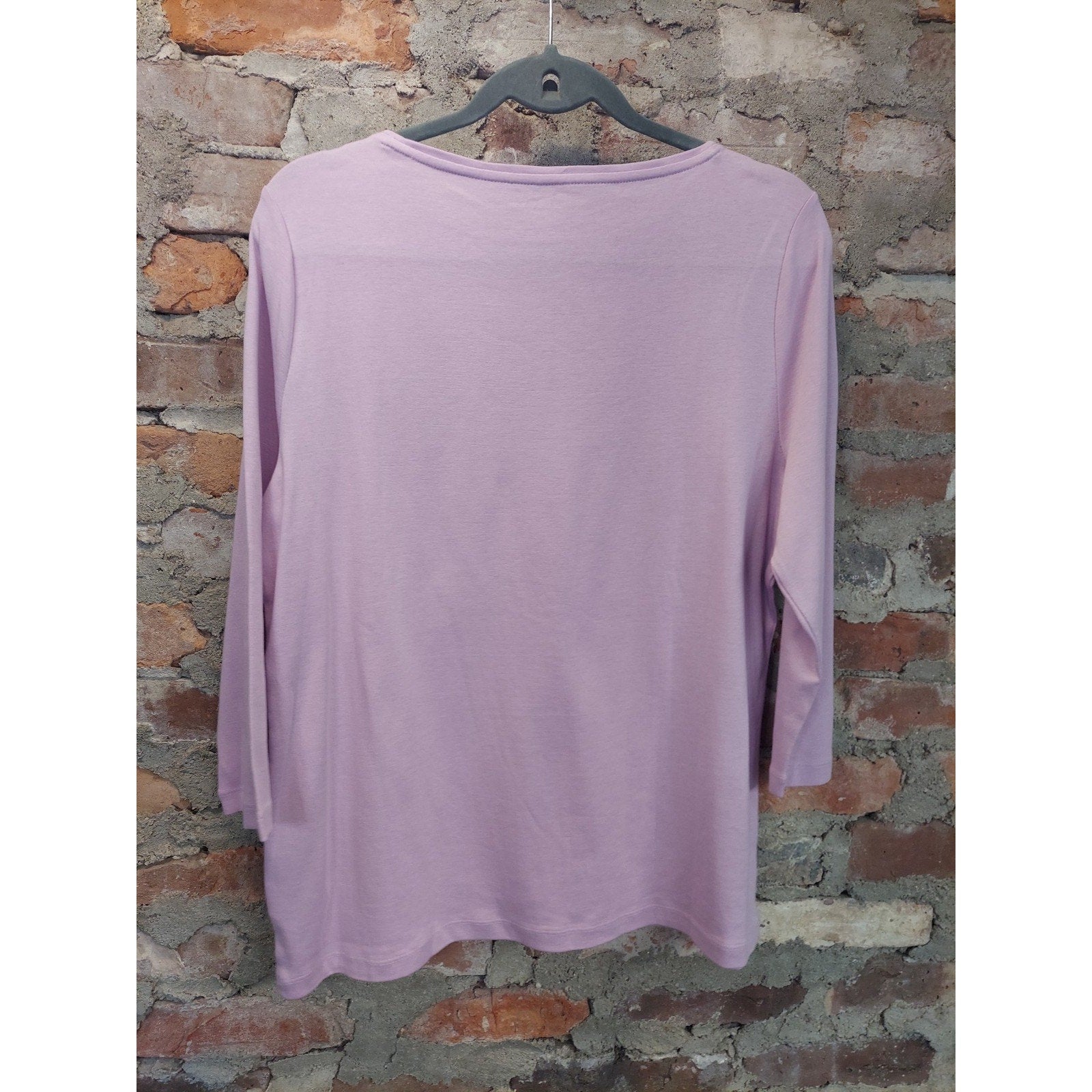 Talbots Womens 3/4 Sleeve Top XLP Petite Lavender Cotton Scoop Neck