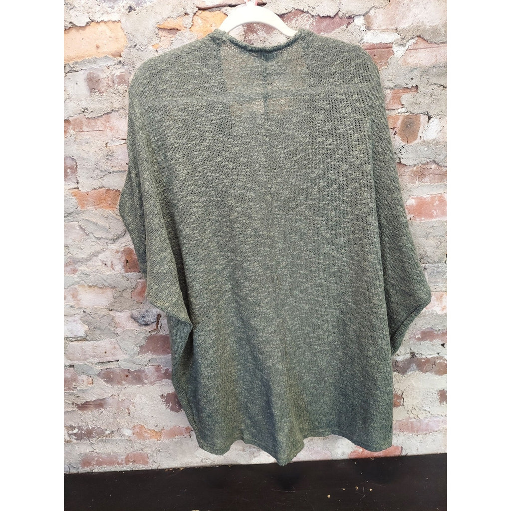 Mossimo Womens L Olive Green Lightweight Knit Open Front Batwing Sleeve Cardigan