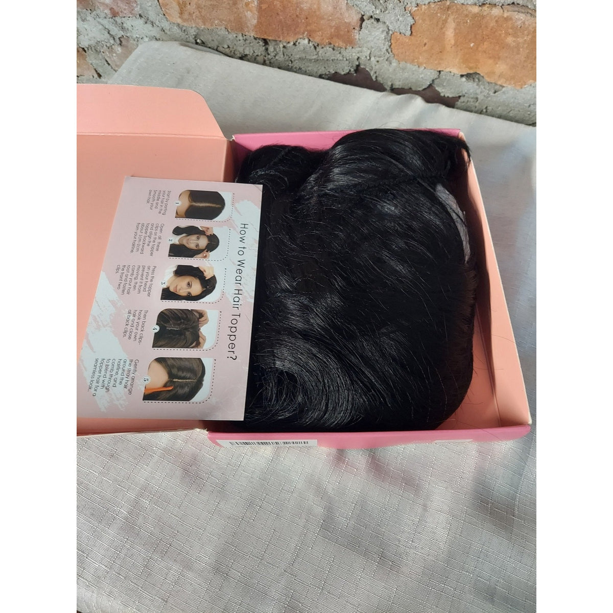 Women's Hair Topper Wiglet 20 Inch Long Wavy Black Natural Part Volume 1B#