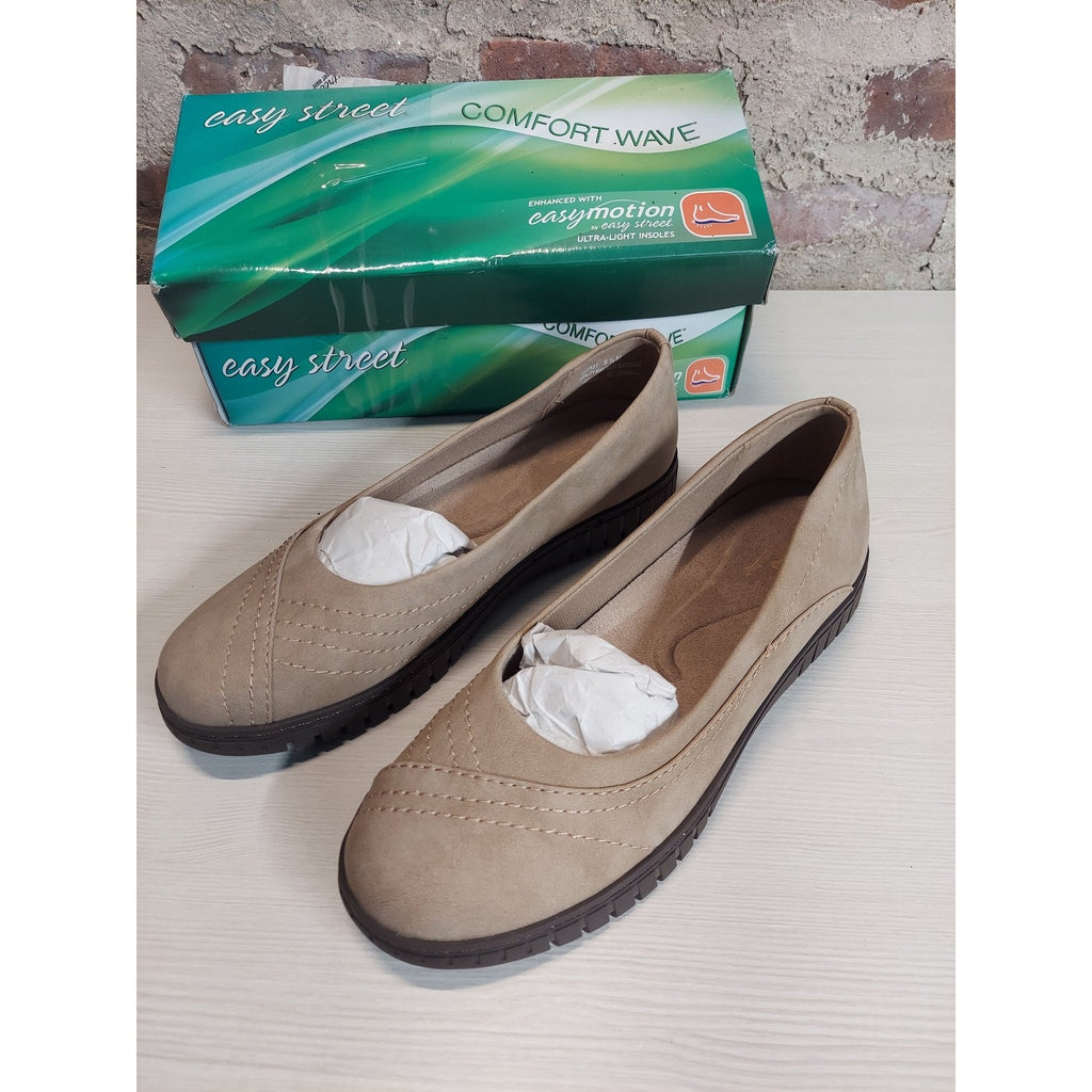 easy street Womens COSMA Flats Slip On Shoes 9.5 M Natural Comfort Wave