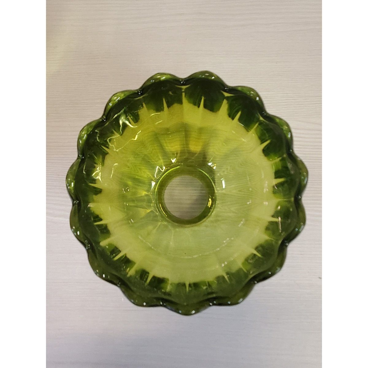 Green Ribbed Ruffled Glass Light Lamp Shade Globe Ceiling Fan Vintage 5 Inch