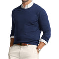 JMIERY Mens Crewneck Round Neck Pullover Sweater 2XL Navy Blue Long Sleeve New