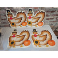 Thanksgiving Turkey Fall Harvest Decor Placemats Set 4 Pilgrim Hat Sunflowers