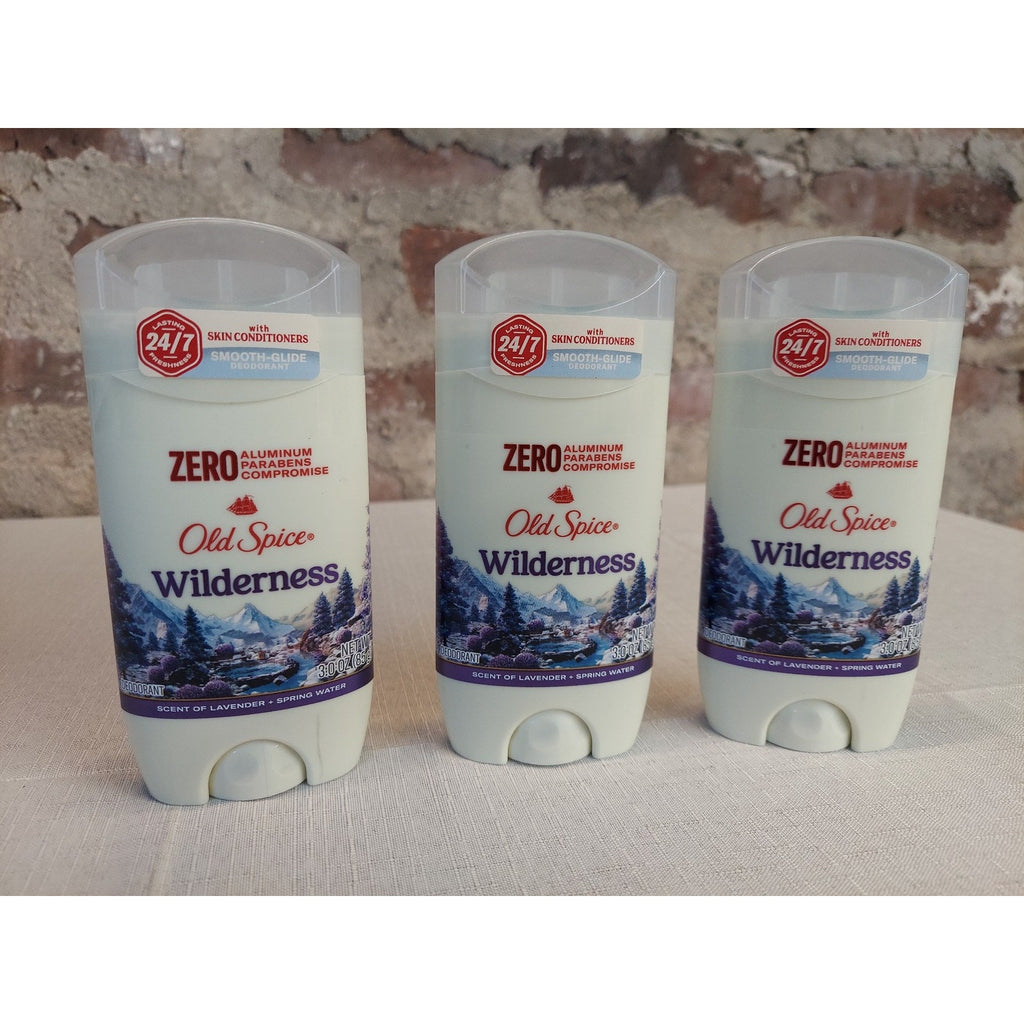 Old Spice Deodorant Wilderness no Aluminum Smooth Glide Lavender Spring Water 3