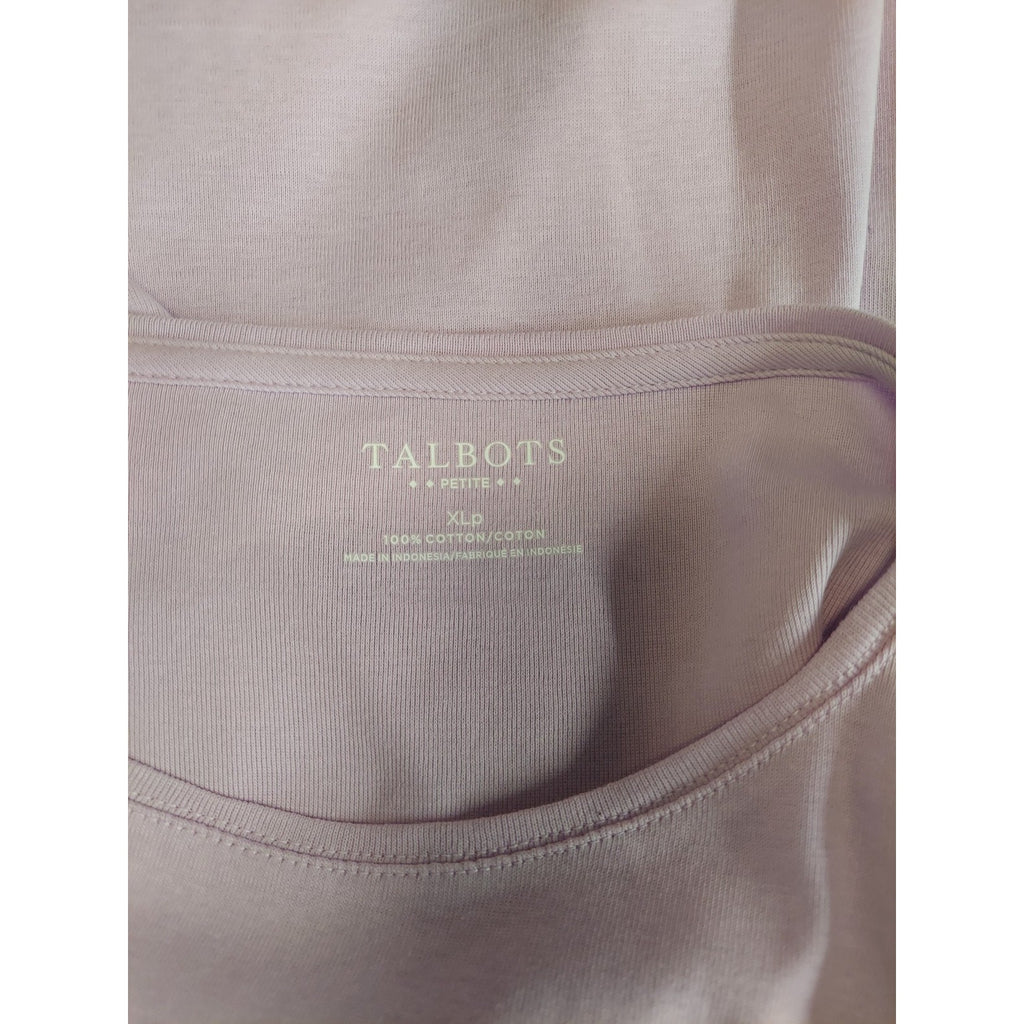 Talbots Womens 3/4 Sleeve Top XLP Petite Lavender Cotton Scoop Neck