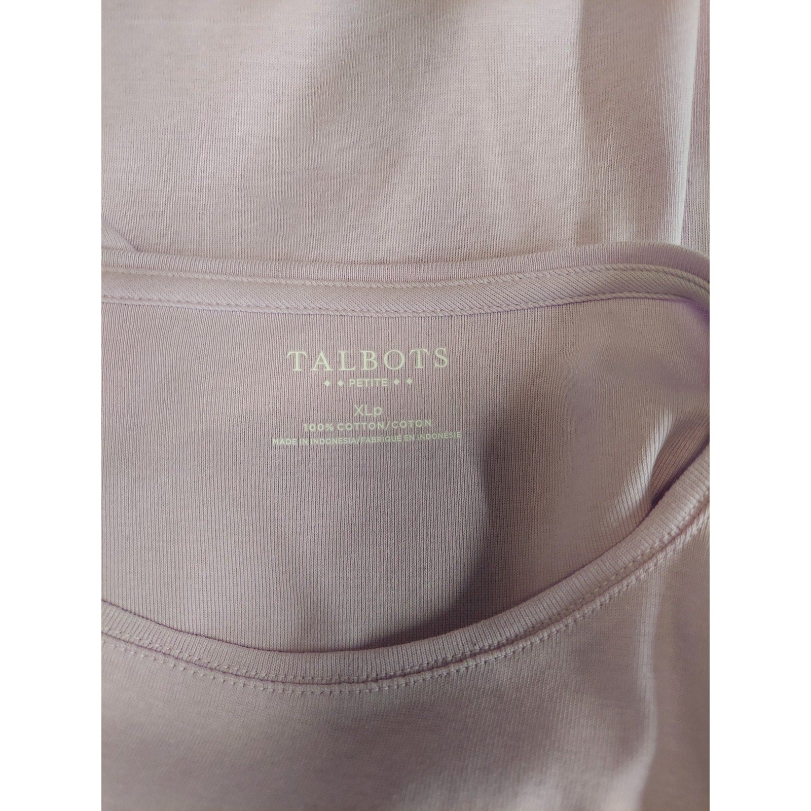 Talbots Womens 3/4 Sleeve Top XLP Petite Lavender Cotton Scoop Neck