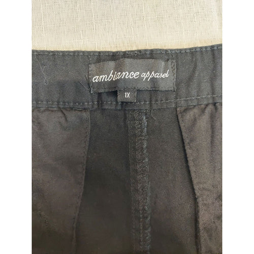 Ambiance Apparel Womens Plus Size 1X Black Chino Shorts Rolled Cuff