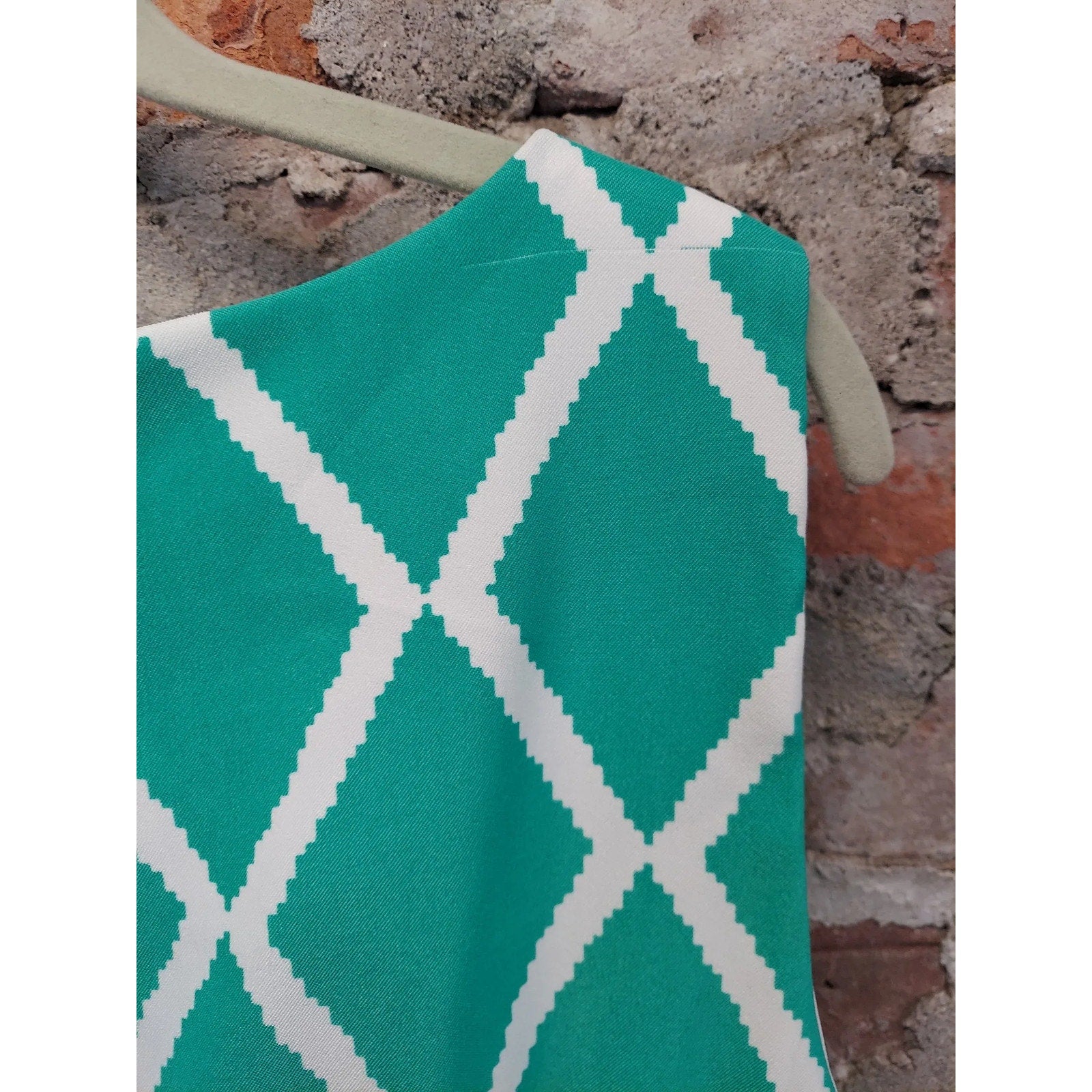 Alyx Womens Dress Size 18 Plus Green White Geometric Sleeveless Shift