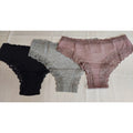Womens Lot 3 Pack Panties Size L Cotton Lace Trim Bikini Underwear Multicolor