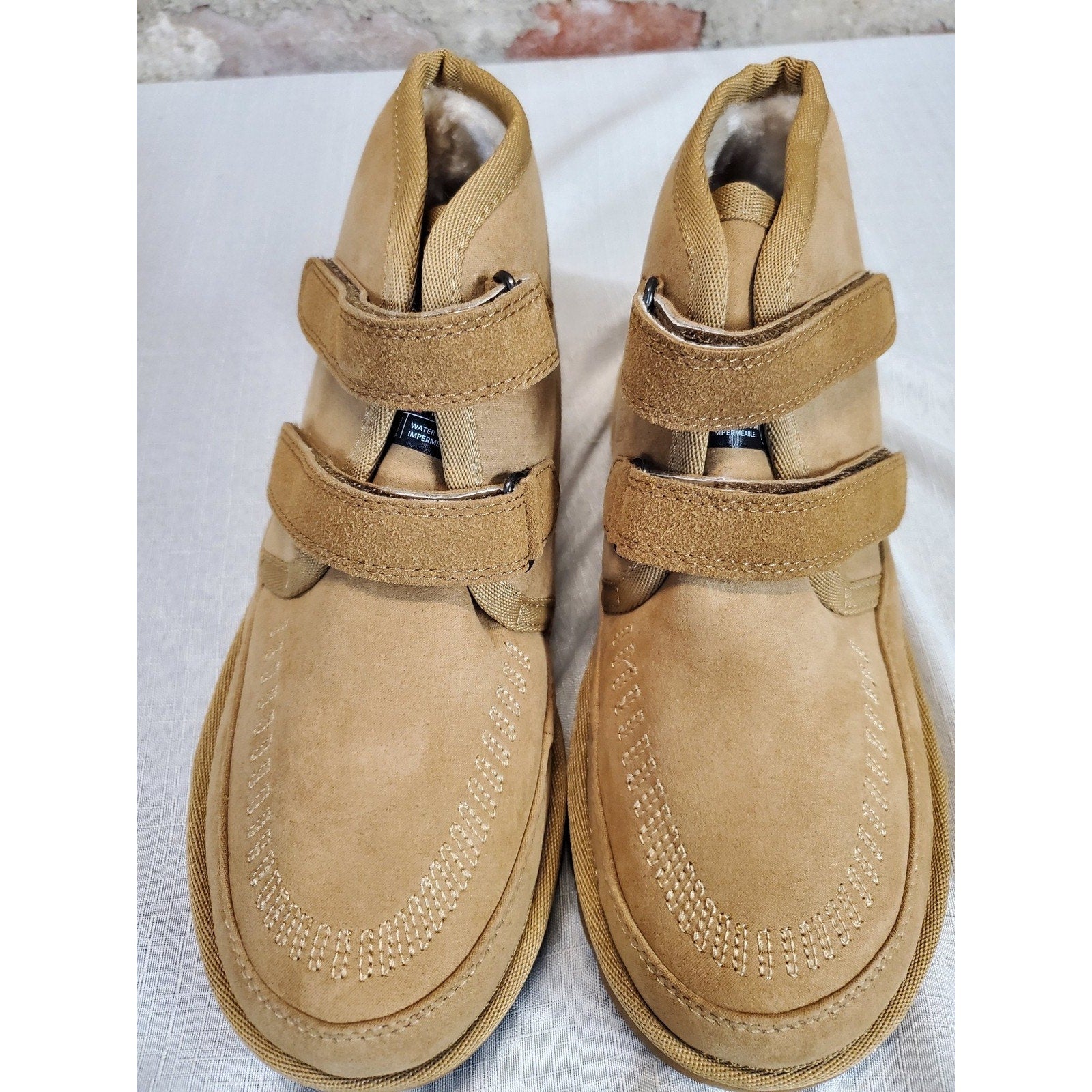 CENNID Womens Boots Size 7 Tan Suede Hook Loop Water Resistant Warm Lined