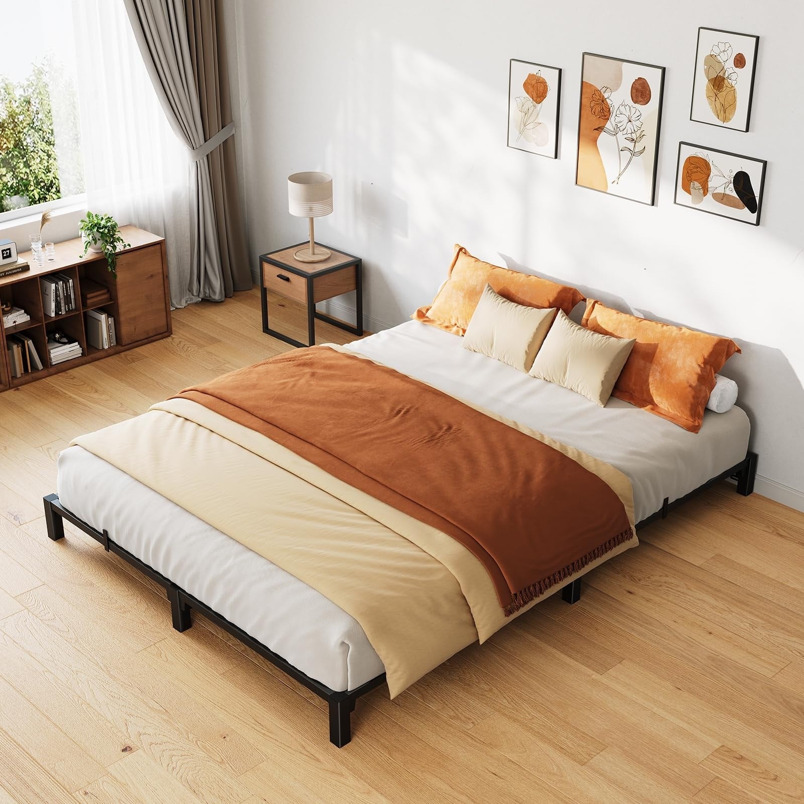 Gavtee Twin Bed Frame Metal Platform No Box Spring Needed Heavy Duty Black
