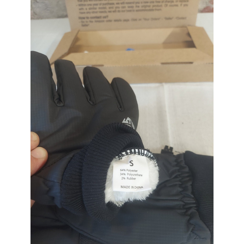 Unisex Winter Gloves S Black Waterproof Insulated Warm Mens Womens