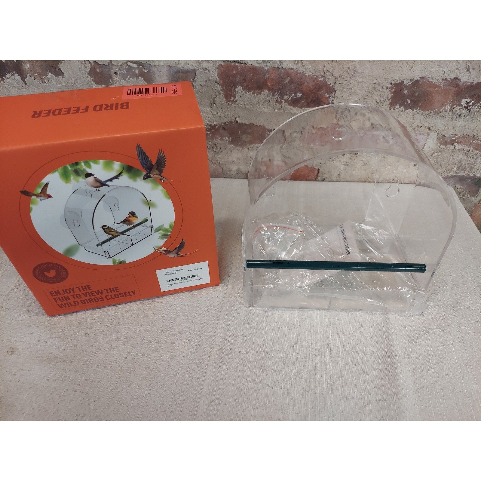 SUNALLY Window Bird Feeder Clear Acrylic Suction Cup Mount Outdoor Garden Yard
