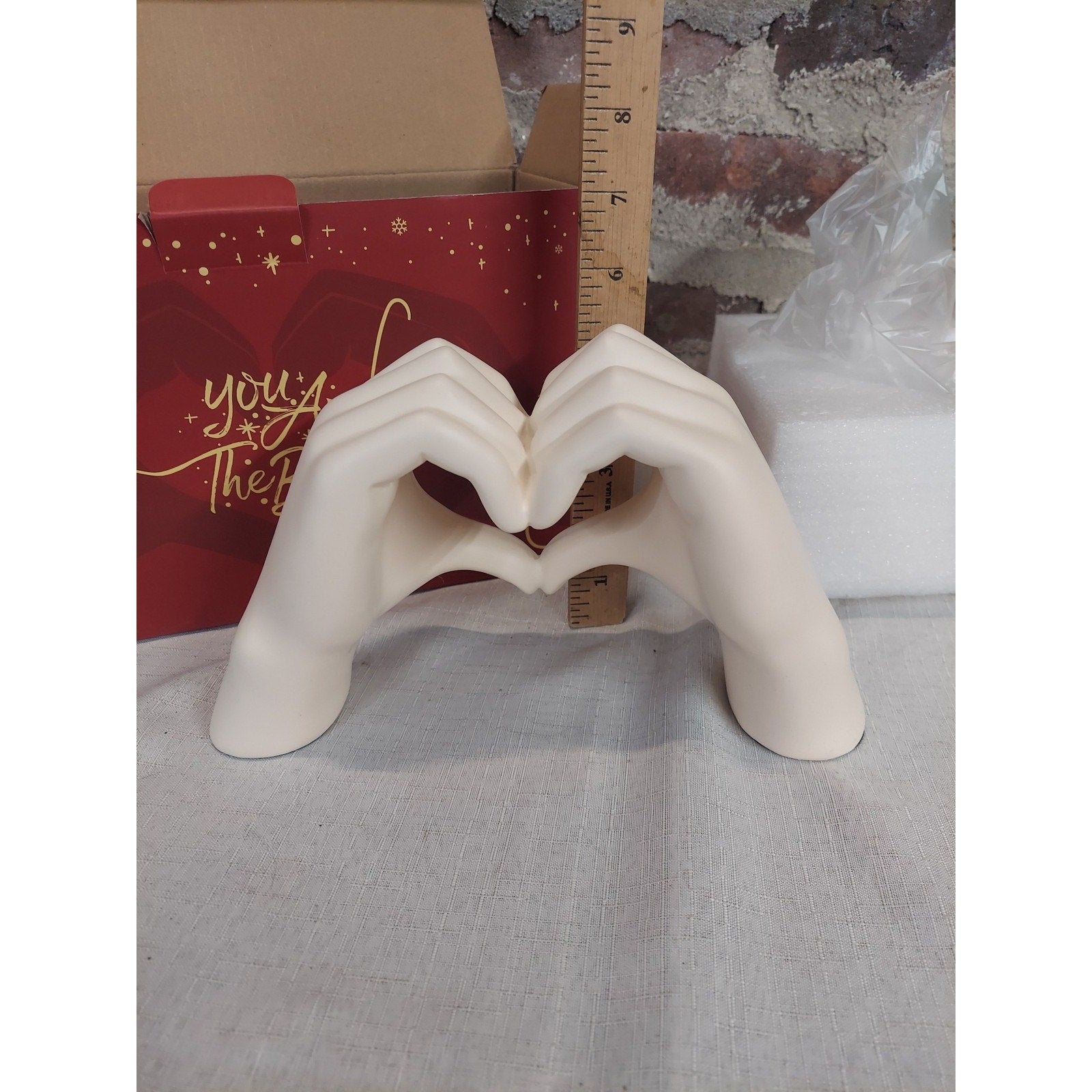 Heart Hands Sculpture Figurine Love Gesture Home Decor Cream Romantic Gift
