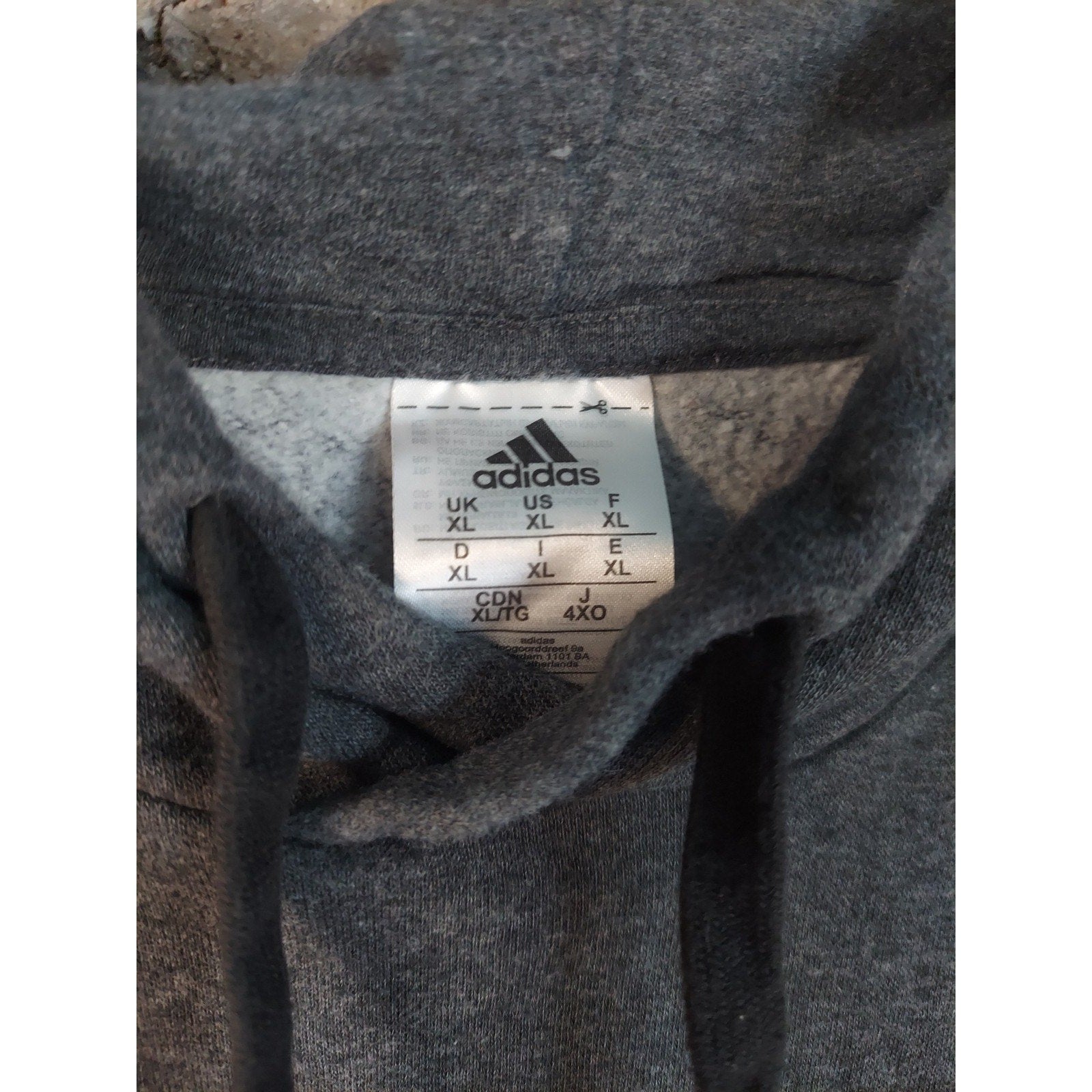 Adidas Mens XL Hoodie Gray Pullover Fleece Hooded Athletic Sweatshirt