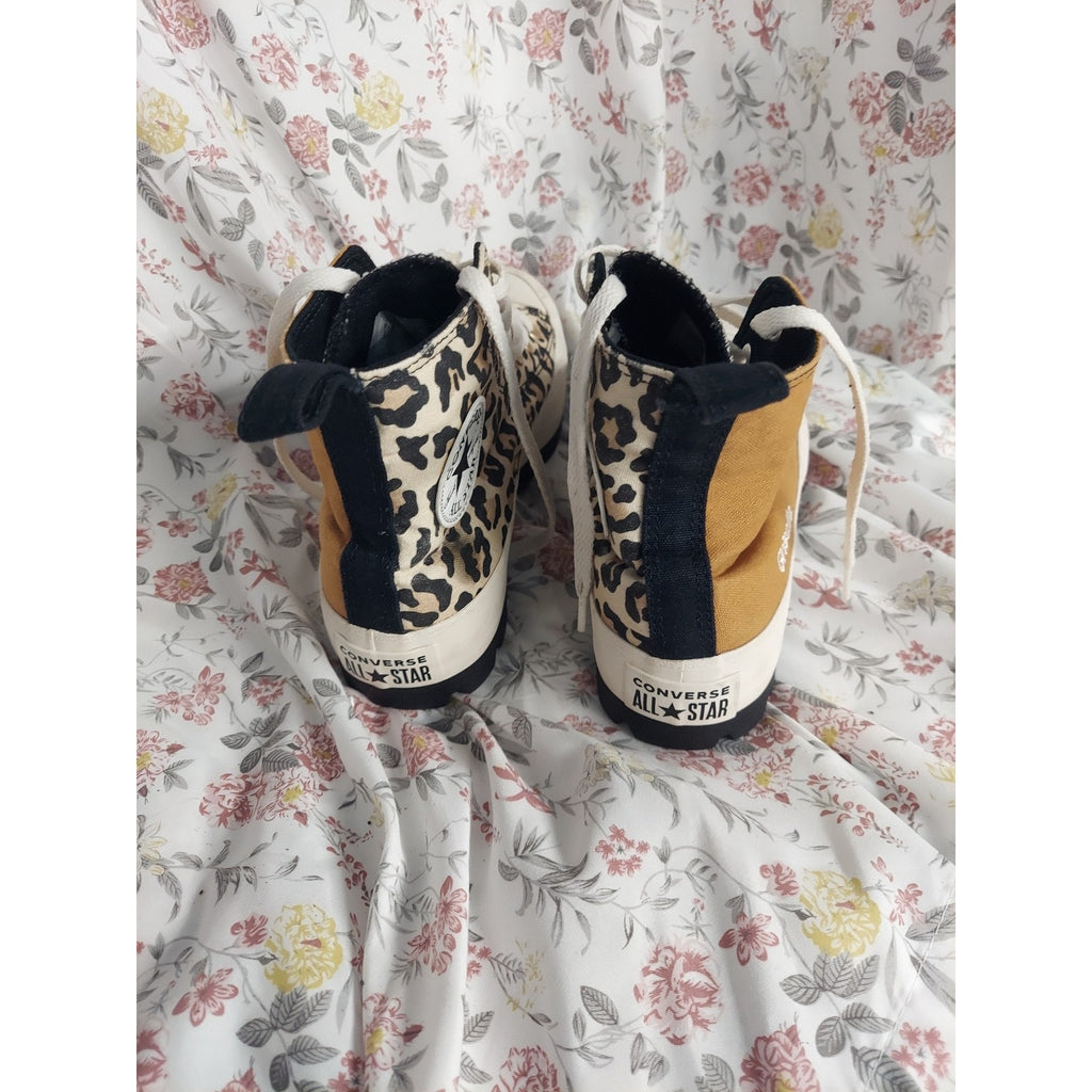 Converse High Top Sneakers Grisele Mismatched Leopard Print Womens Sz 7