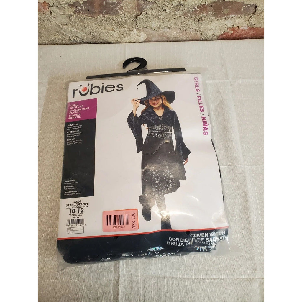 Rubie's Girls Coven Witch Halloween Costume Set Dress Hat Leggings Size L 10-12