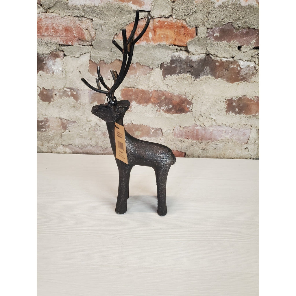 Deer Reindeer Figurine Metal Rustic Holiday Farmhouse Decor 10.5 Inch Tall Wire