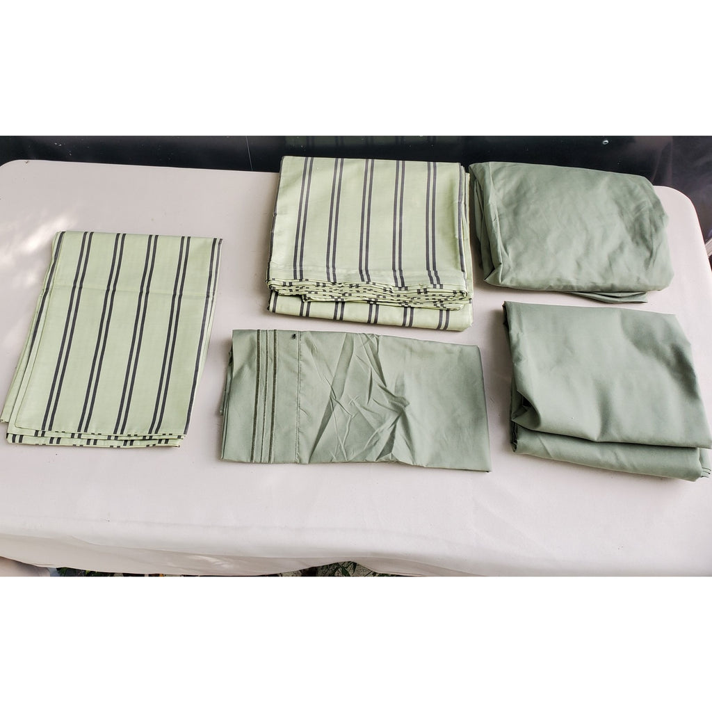 CGK Linens Twin XL Sheet Set Sage Green Striped Solid Polyester Bedding OEKO TEX