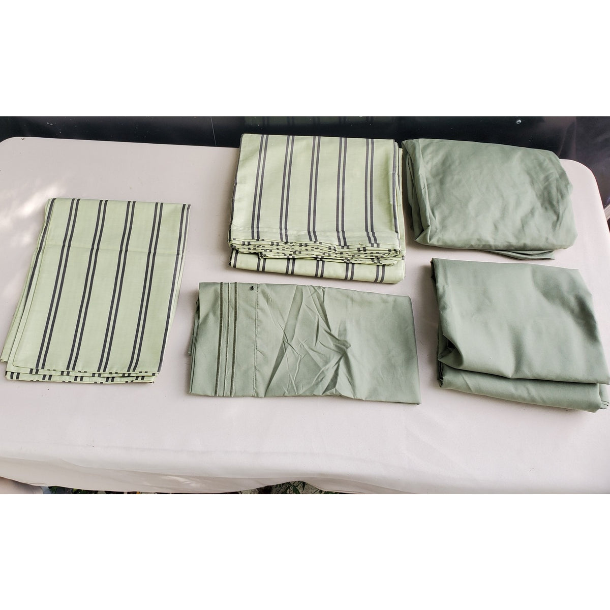 CGK Linens Twin XL Sheet Set Sage Green Striped Solid Polyester Bedding OEKO TEX