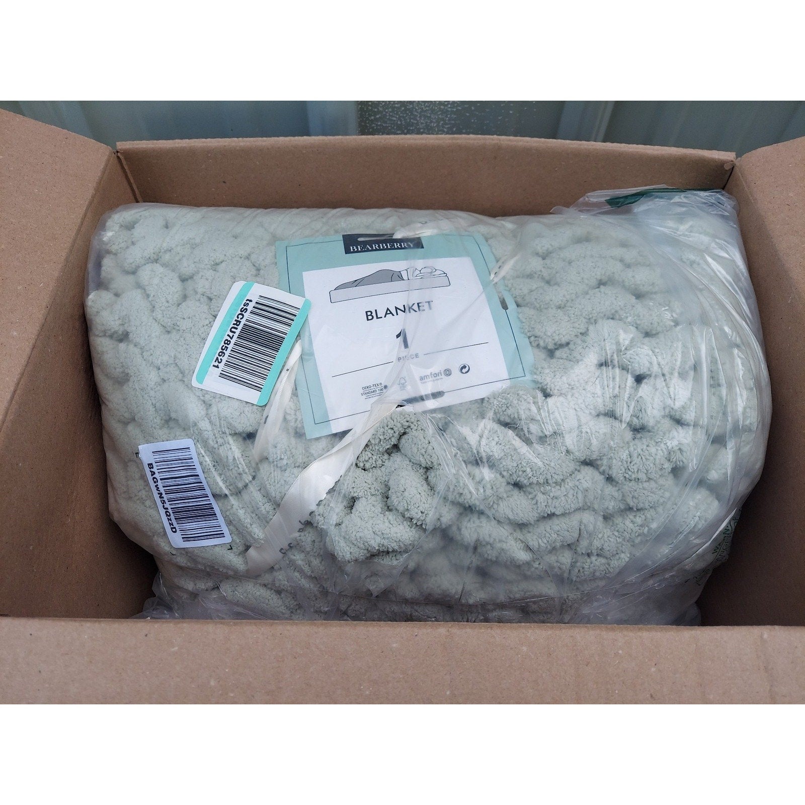 BEARBERRY Chunky Knit Chenille Blanket Sage Green Cozy Soft Warm Throw 50x60"
