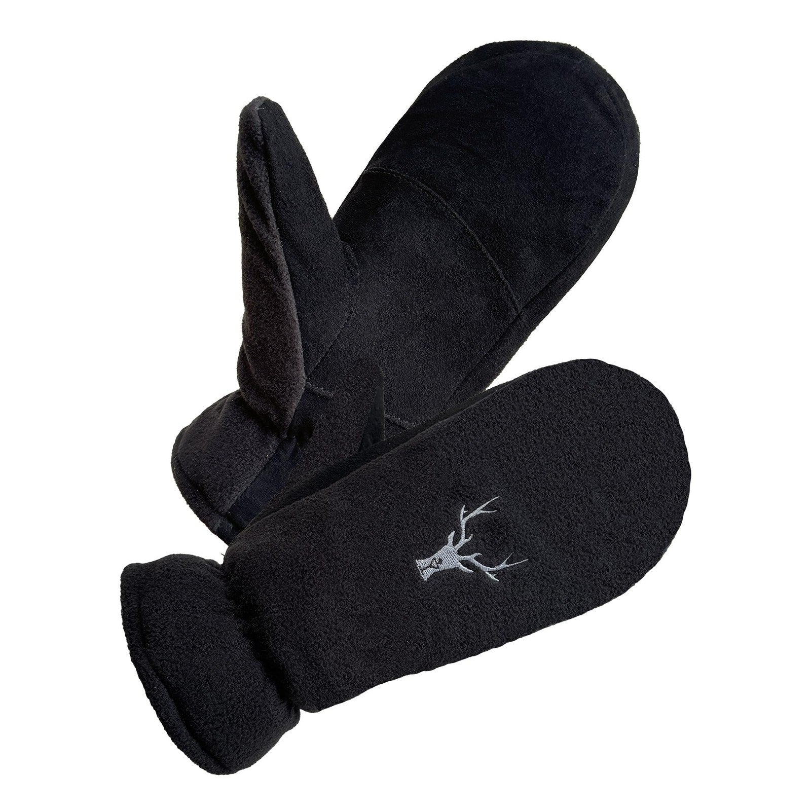 SKYDEER Mens Womens Mittens Black Genuine Deerskin Fleece Warm Winter Outdoor
