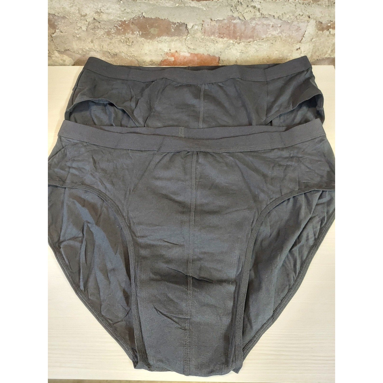 Mens Briefs XL X Large Black Cotton Spandex Stretch Underwear 2 Pack
