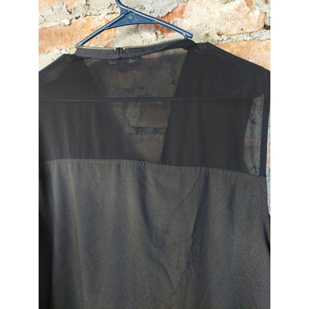 KATE & MALLORY Womens 2X Black Full Zip Sleeveless Tie Front Plus Size Tunic Top