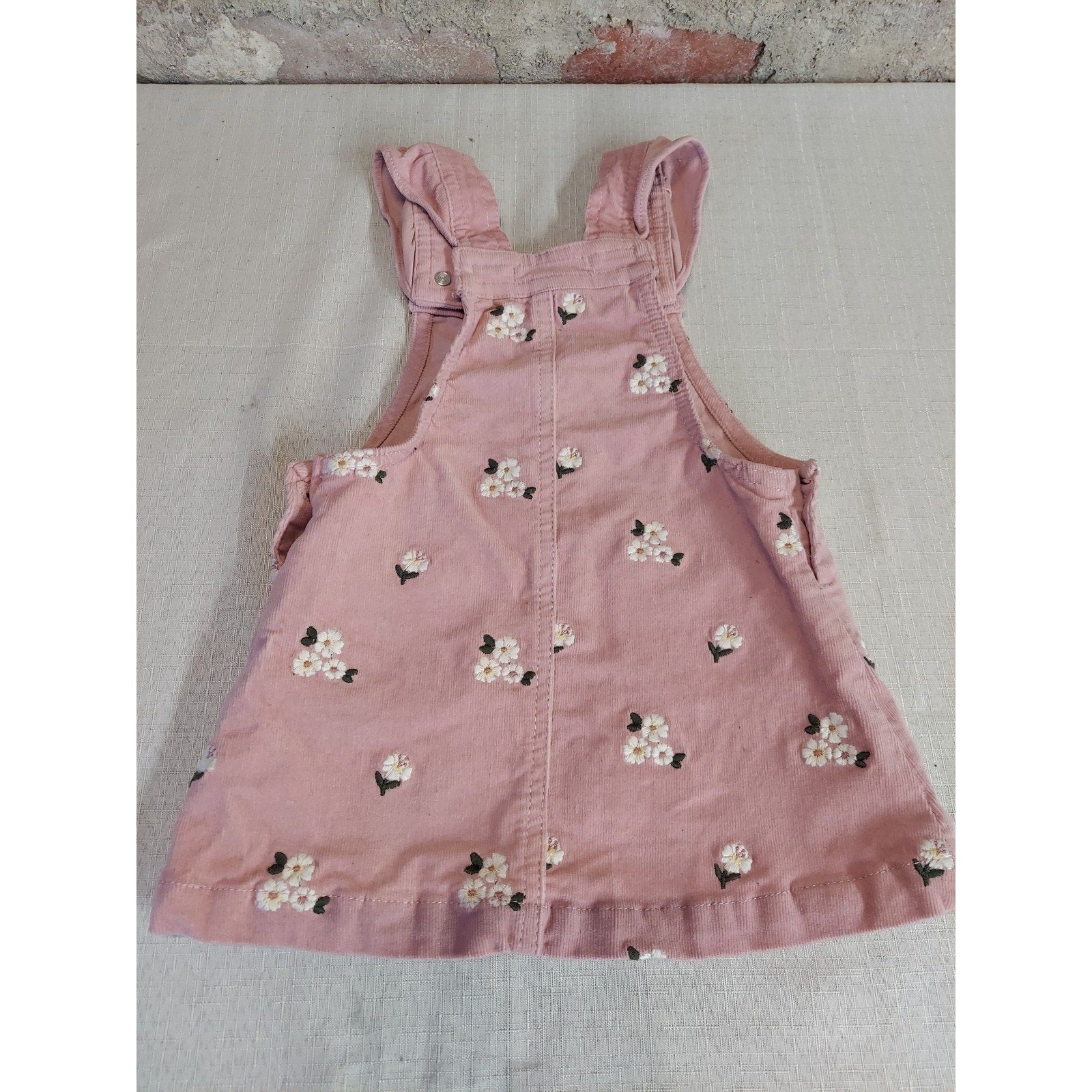 Cupcakes and Cashmere Baby Girls Overall Dress 18M Pink Corduroy Floral