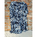 Womens 3X Blouse V Neck Short Sleeve Gathered Waist Floral Animal Print Blue