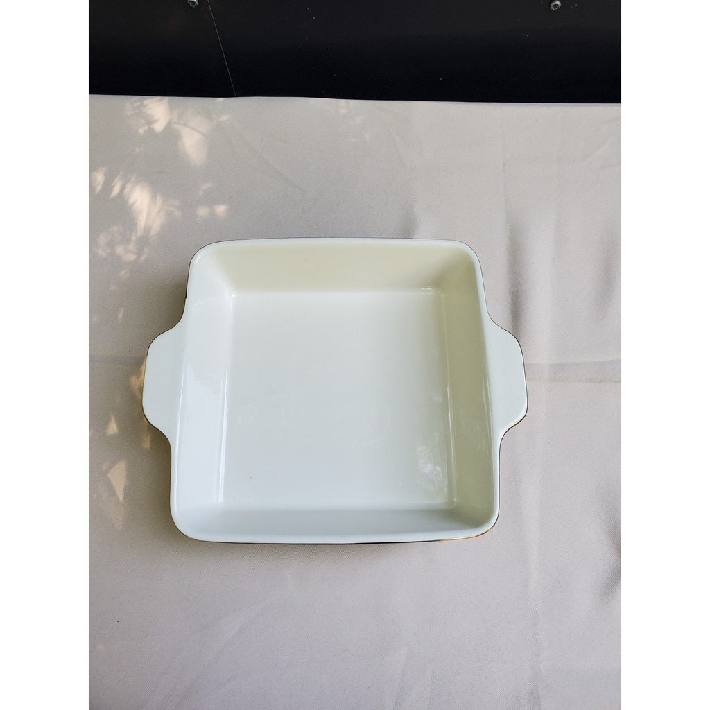 Thyme & Table Square Baking Dish Casserole Geometric Black White Gold Trim
