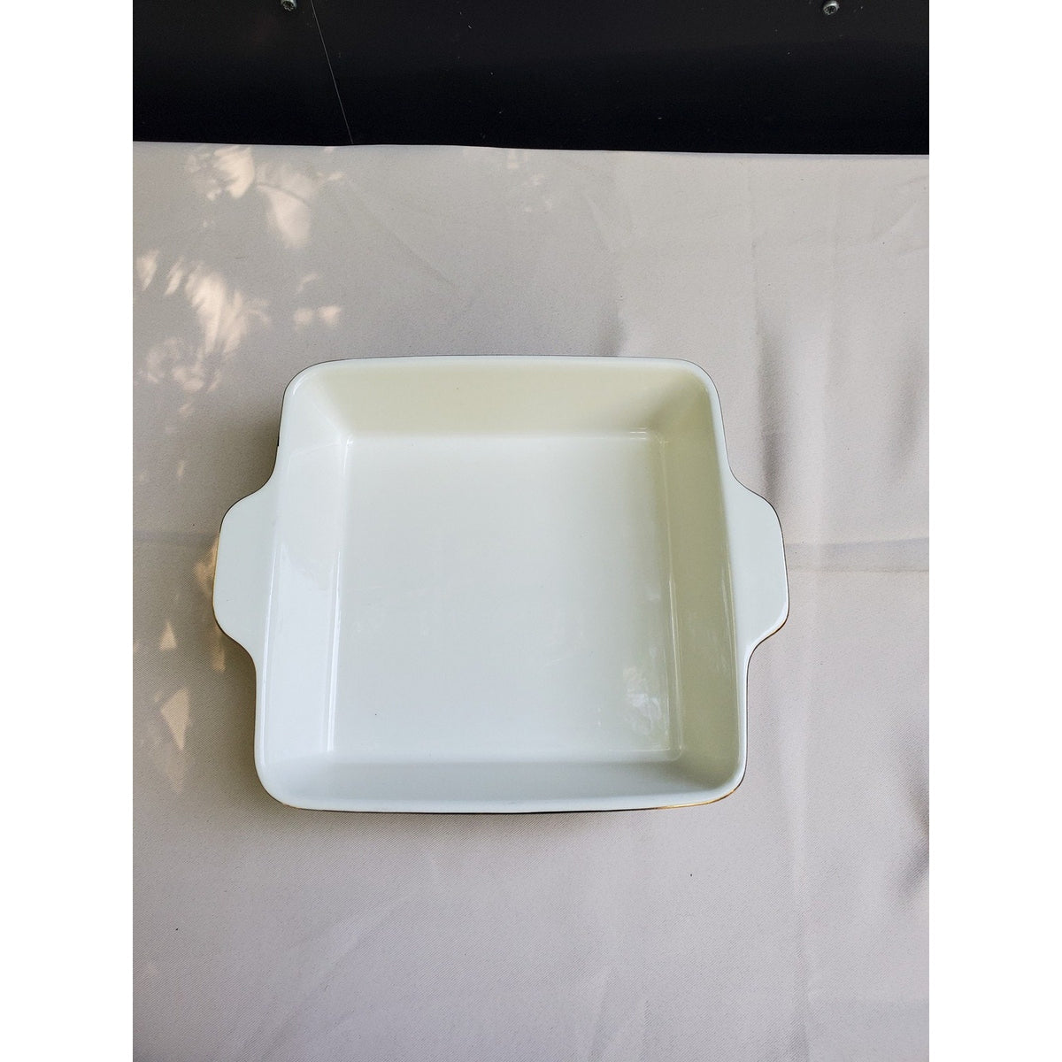 Thyme & Table Square Baking Dish Casserole Geometric Black White Gold Trim