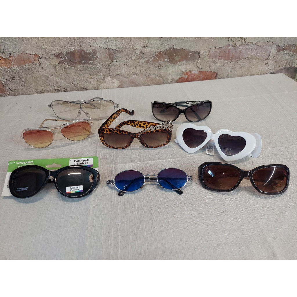 Womens Sunglasses Lot 8 Pairs Mixed Fashion Styles Heart Leopard Polarized
