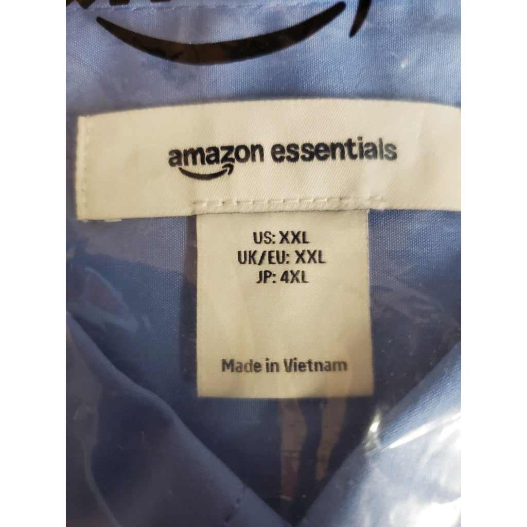 Amazon Essentials Womens Cropped Button Down Shirt XXL Light Blue Long Sleeve