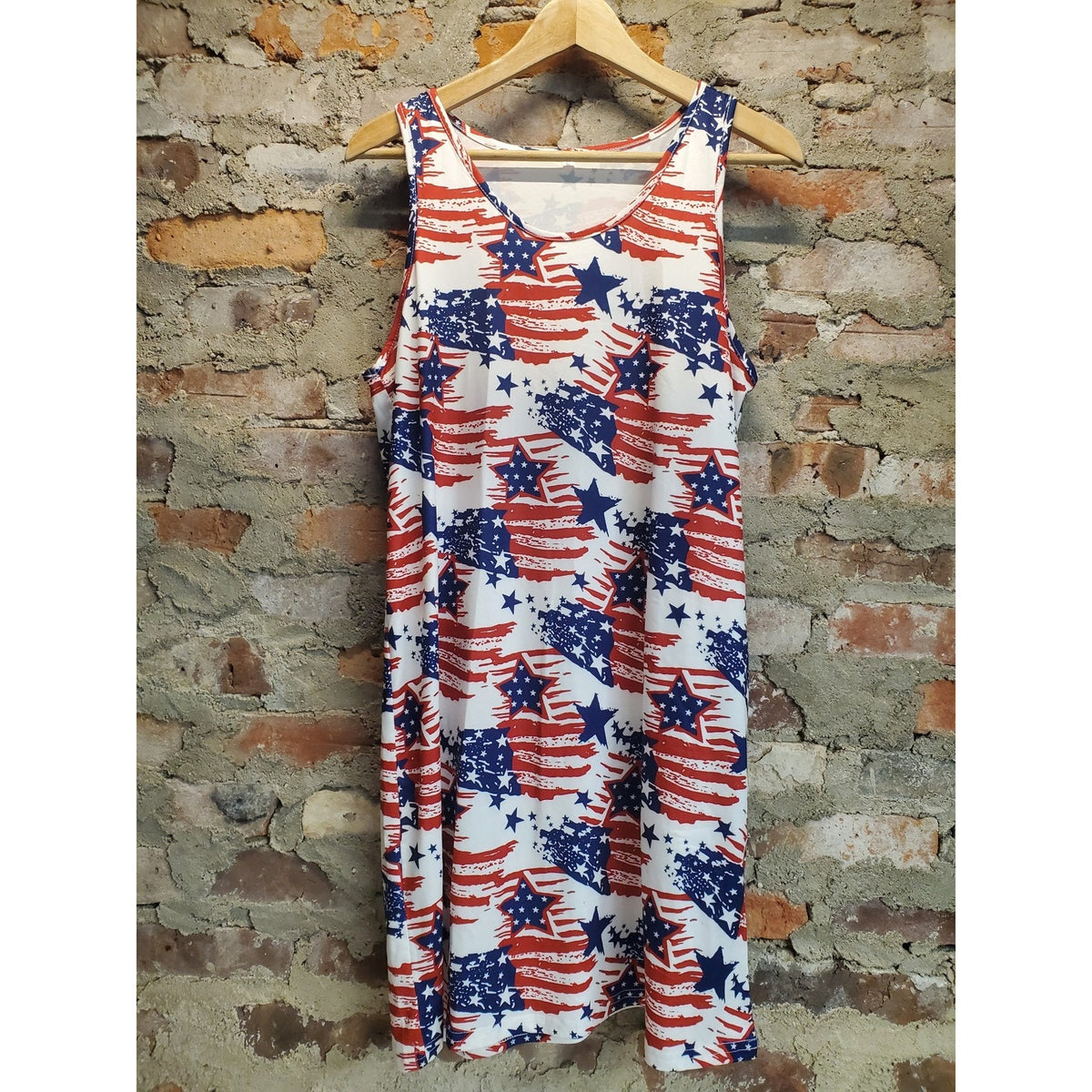 Womens Tank Dress M American Flag Distressed Stars Stripes Patriotic 4th Of July