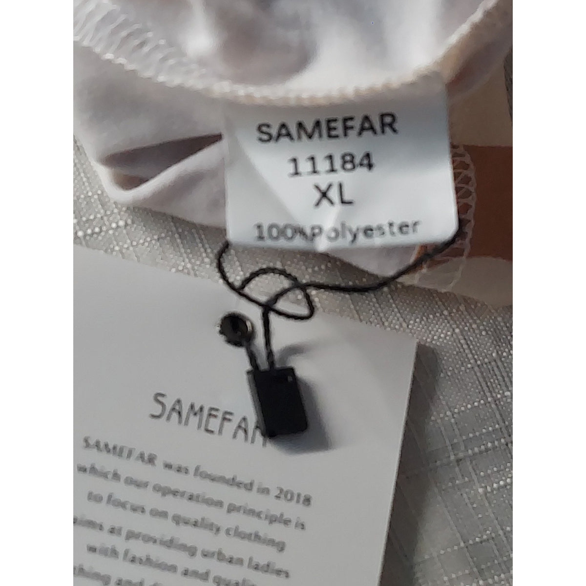 SAMEFAR Womens Blouse XL Tan White Polka Dot V Neck Dolman Sleeve Polyester