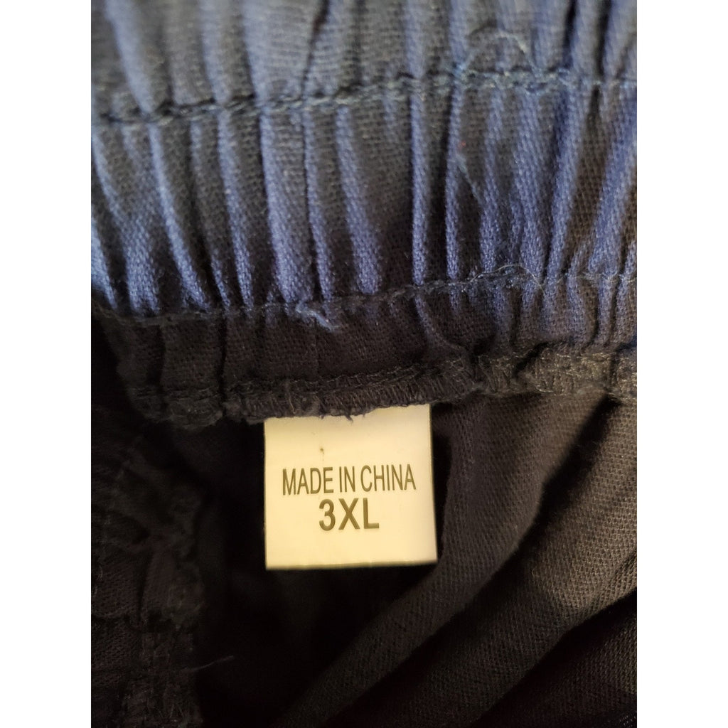 Womens Plus Size Pants 3X Navy Blue Elastic Waist Wide Leg Relaxed Fit Lounge