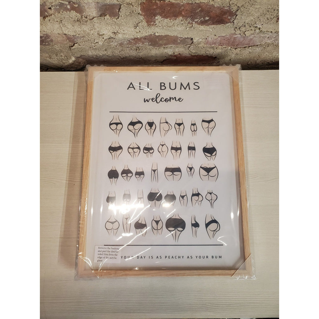 Vitey All Bums Welcome Wall Art Funny Peachy Bum Buttocks Bathroom Decor 16x12