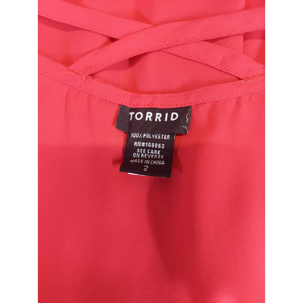 Torrid Womens Plus 2X Fuchsia Pleated Criss Cross Back Sleeveless Camisole Tank