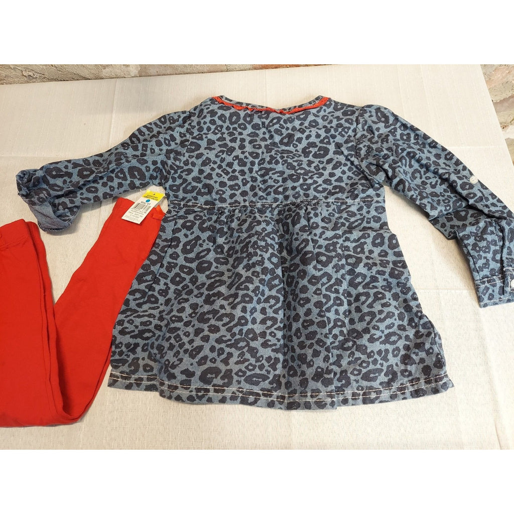 JBS Girls Tunic Top Leggings Outfit Set Size 4T Blue Leopard Print NWT