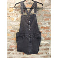 No Boundaries Womens Denim Shortalls 2XG 19 Black Distressed Adjustable Straps