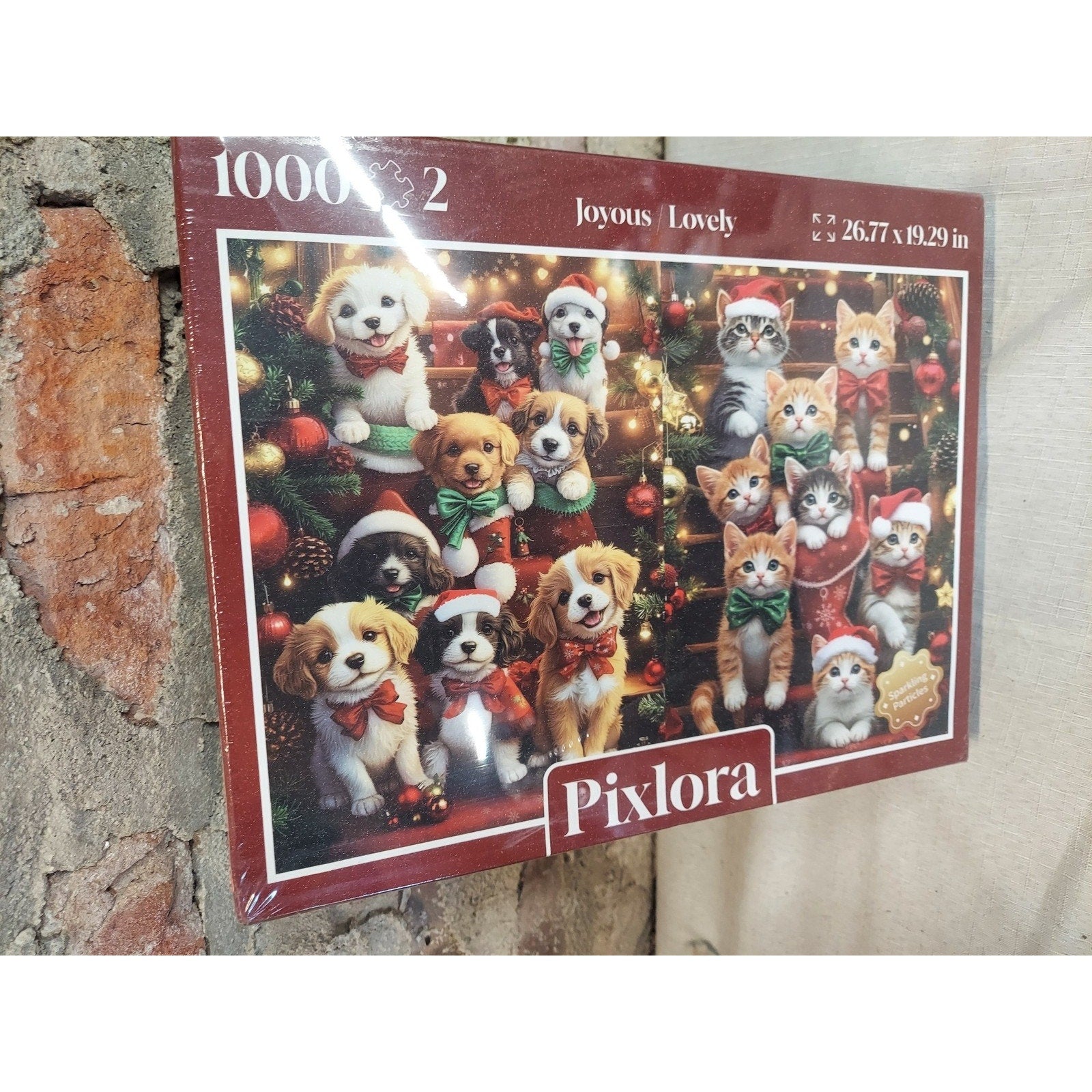 Pixlora Jigsaw Puzzle 1000 Piece Christmas Holiday Puppies Kittens Animals Pets