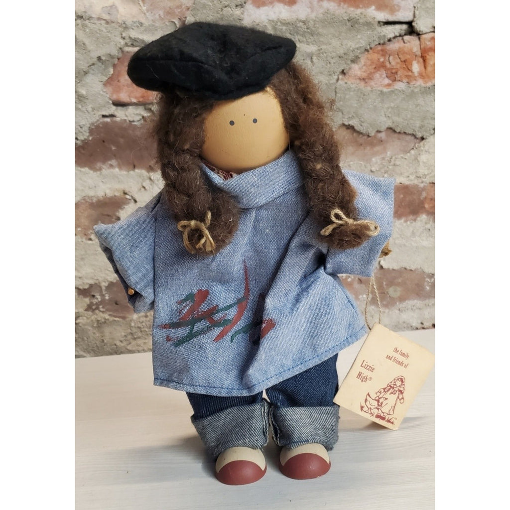 Lizzie High Doll Handcrafted Vintage 1991 Beret Braids Denim Outfit 9 Inch